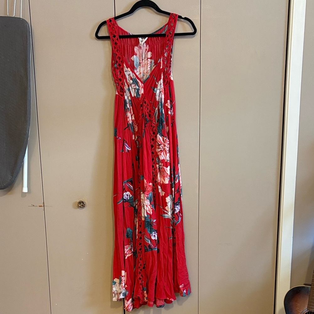 Jaase Red and Blue Floral Maxi Dress